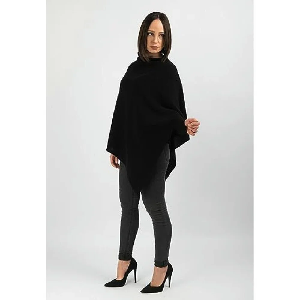 100% Cashmere Lightweight Poncho Travel Topper One Size Italy Made